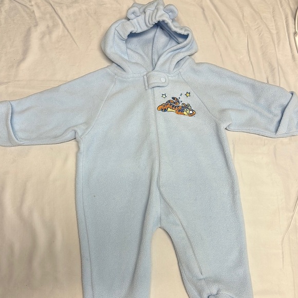 Disney Blue Fleece Footies with Hood and Embroidery - Picture 4 of 5